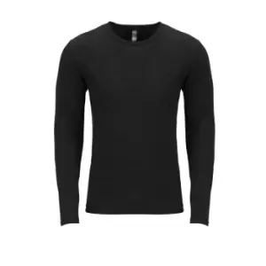 Next Level Adults Unisex Long Sleeve Tri-Blend Crew T-Shirt (XS) (Vintage Black)