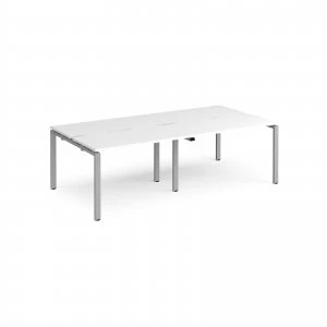 Adapt II Double Back to Back Desk s 2400mm x 1200mm - Silver Frame whi