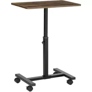 Homcom - Mobile Laptop Table, End Table with Wheels Height Adjustable, Brown