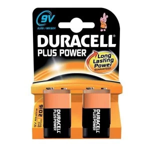 Duracell Plus Battery 9V Pack of 2