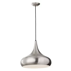 1 Light Large Dome Ceiling Pendant Brushed Steel, E27