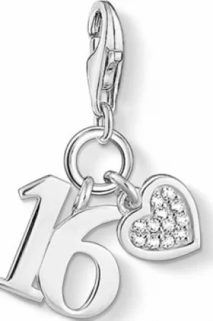 Ladies Thomas Sabo Sterling Silver Charm Club Lucky Number 16 Charm 1358-051-14