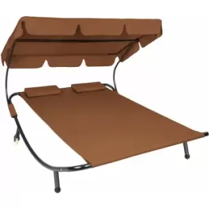 Tectake - Sun lounger double - double sun lounger, garden sunbed, sun lounge bed - brown - brown