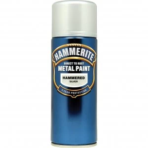 Hammerite Hammered Finish Metal Paint Aerosol Silver Grey 400ml