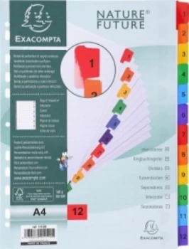 Exacompta A4 12 Part Printed Mylar Dividers