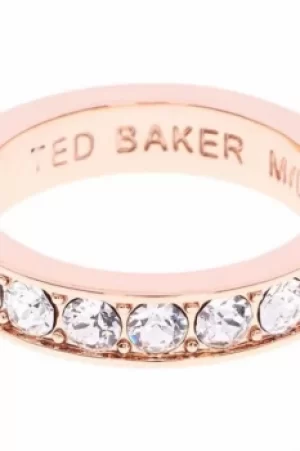 Ted Baker Ladies Rose Gold Plated Claudie Narrow Crystal Band Ring Sm TBJ1051-24-02SM