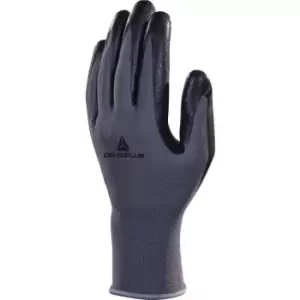 VE722 Polyester Safety Gloves with Nitrile Foam Palm Black/Grey - Size 8 - Delta Plus