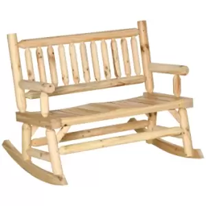 Outsunny Fir Wood Rocking Bench Wooden Patio 2-person Outdoor Rocker Natural