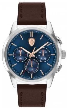 Scuderia Ferrari Grand Tour Brown Leather Strap Blue Watch