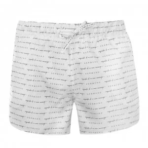 Hermano Mens Printed Swim Shorts - White/Blk/Gd
