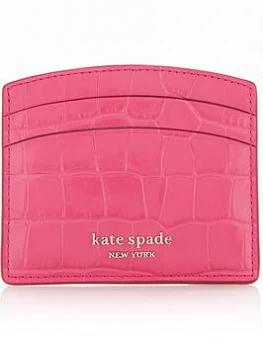 Kate Spade New York Spencer Croc Embossed Leather Card Holder - Pink