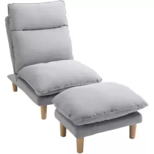 Homcom - Adjustable Sofa Set Reclining Lounge Chair with Footstool