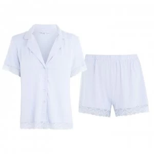 Figleaves Figleaves Camelia Short Sleeve Shirt and Shorts Pyjama Set - Pale Blue