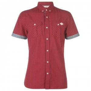 Lee Cooper Short Sleeve Gingham Shirt Mens - Red/Navy