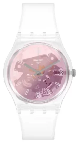 Swatch Original Gent Pink Disco Fever Skeleton Dial Watch