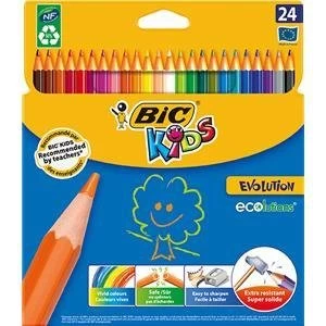 Original Bic Kids Evolution Ecolutions Colour Pencils Pack of 24