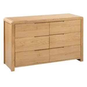 Curve Wide 6 Drawer Chest of Drawers Brown