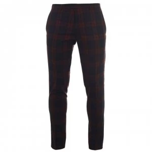 Twisted Tailor Twisted Mens Ginger Tartan Suit Trousers - Red