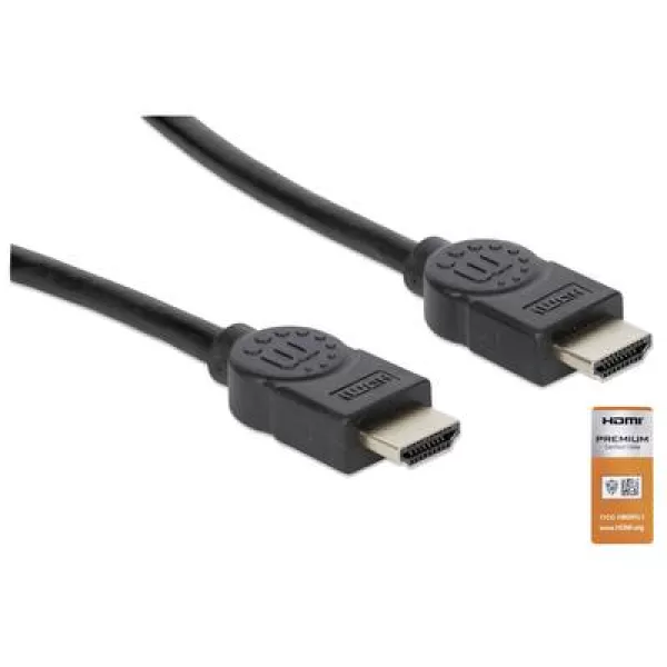 Manhattan HDMI Cable HDMI-A plug, HDMI-A plug 1m Black 354837 Audio Return Channel, gold plated connectors HDMI cable
