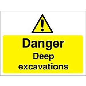 Warning Sign Deep Excavations Fluted Board 45 x 60 cm