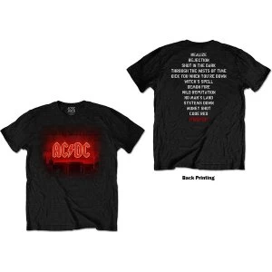 AC/DC - Dark Stage/Tracklist Unisex Small T-Shirt - Black