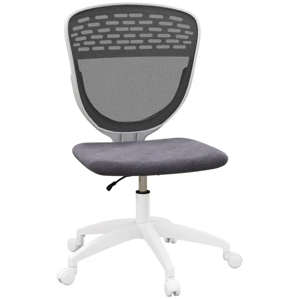 Vinsetto Armless Desk Chair With Swivel Wheels, Grey