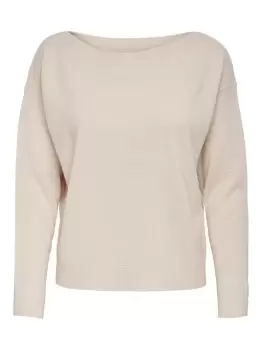 ONLY Boatneck Knitted Pullover Women Beige