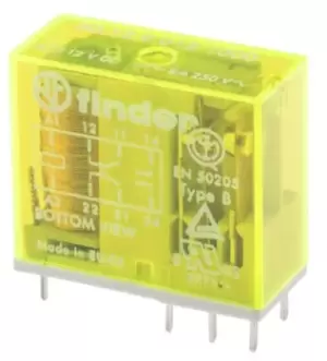 Finder, 12V dc Coil Non-Latching Relay DPDT, 8A Switching Current PCB Mount, 2 Pole, 50.12.9.012.1000