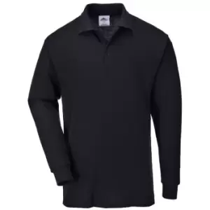 B212BKRM - sz M Genoa Long Sleeved Polo Shirt Workwear - Black - Black - Portwest
