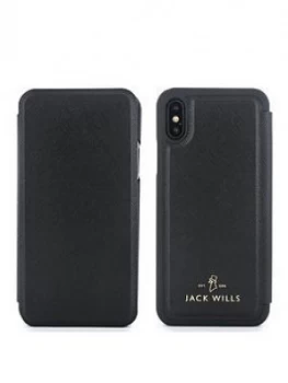 Jack Wills Apple iPhone X Folio Bayles Black Saffiano