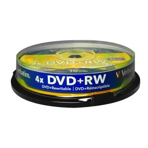 Verbatim DVDRW Silver Non Printable Spindle Pack of 10 43488