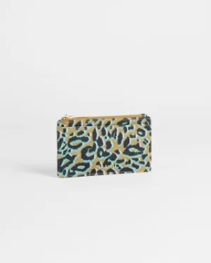 Leopard Detail Zip Card Holder