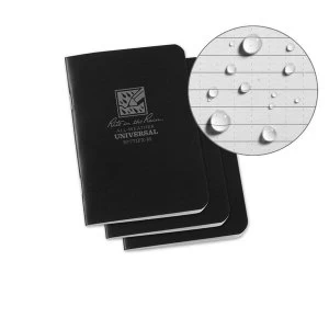 Rite in the Rain Waterproof Unisex Outdoor Staple Bound Mini Notepad 4.5 x 7" Black 3 Pack