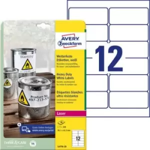 Avery-Zweckform L4776-20 Labels 99.1 x 42.3mm Polyester film White 240 pc(s) Permanent All-purpose labels, Weatherproof labels