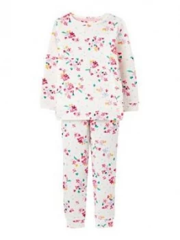 Joules Girls Sleepwell Ditsy Floral Jersey Pyjamas - White