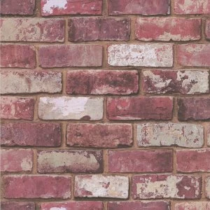 Fresco Red Brick Wall Wallpaper Paper