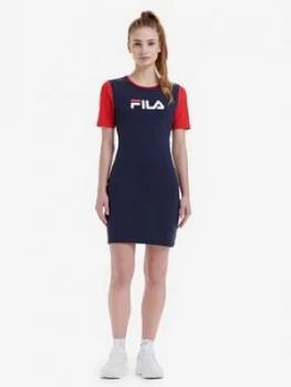 Fila Roslyn Colour Block Bodycon Dress - Navy, Size L, Women