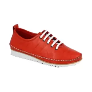 Mod Comfys Womens/Ladies Flexi Softie Leather Trainers (8 UK) (Red)