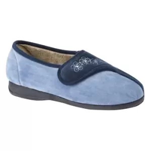 Sleepers Womens/Ladies Gemma Touch Fastening Embroidered Slippers (7 UK) (Navy/Blue)