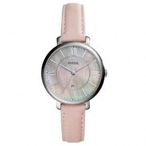 Fossil Ladies Mother Of Pearl Dial Pink Leather Strap Watch