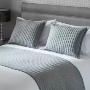 Crompton Quilted Jersey Bed Runner, Grey, 70 x 220 Cm - Belledorm