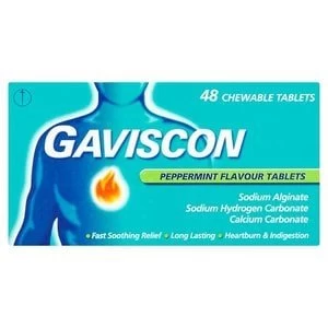 Gaviscon Heartburn & Indigestion Peppermint Flavour Tablets 48s