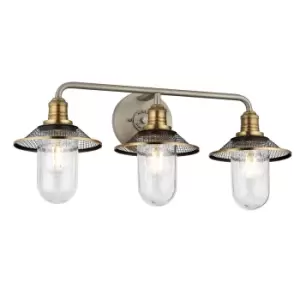 Hinkley Rigby 3 Light Wall Light Antique Nickel with Heritage Brass IP44