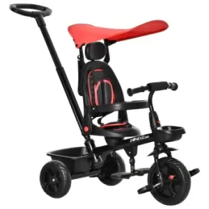 Homcom Four-in-one Baby Tricycle With Adjustable Canopy - Red