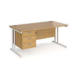 Maestro 25 Cantilever Desk with Three Drawer Pedestal Depth 800mm White