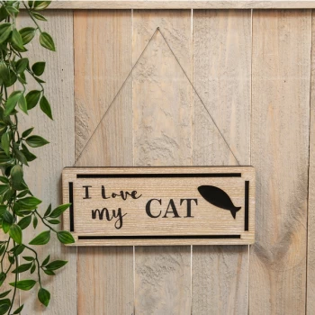Best of Breed Natural Wood Plaque - I Love My Cat