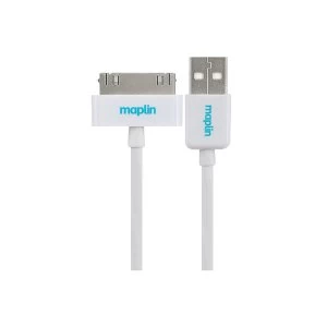 Maplin Premium 30 Pin for Apple to USB A Male Cable White 1.5m