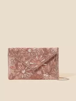 Accessorize Embellished Classic Clutch Bag, Pink, Women
