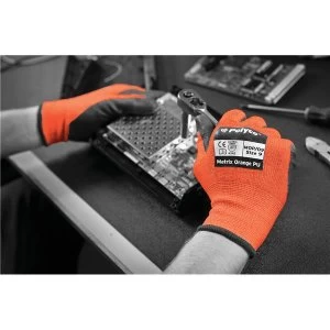 Polyco Matrix MOP08 Size 8 Seamless Knitted Gloves Polyurethane Palm Coating Orange