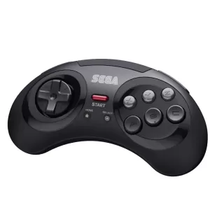 Retro-Bit Official Sega Mega Drive Black Wireless Controller 8-Button Arcade Pad for Sega Mega Drive